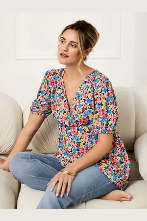 JoJo Maman Bébé Multi Floral V-Neck Maternity Blouse L