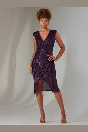 Jolie Moi Deja Sequin Midi Dress With Slit AU 10