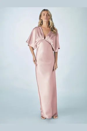 Next Bridesmaid Satin Flutter Sleeve Maxi Dress AU 16 Tall