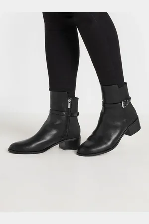 Long Tall Sally Black Block Elastic Strap Boots AU 9 (EU 40)