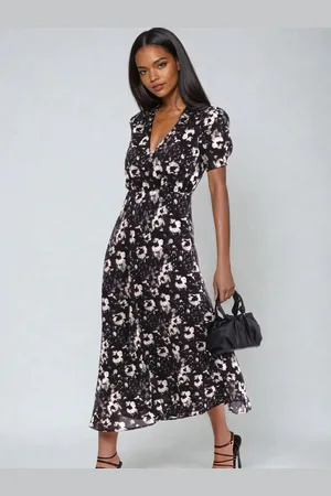 Religion Isabel Tea Dress In Dark Floral Print AU 16