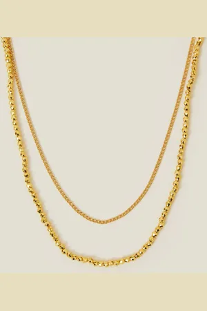 Accessorize Gold Tone 14ct Plated Layered Bead Chain Necklace One