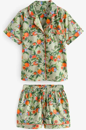 Cath Kidston Green Oranges 100% Cotton Paddington Short Pyjamas Set AU 18 R