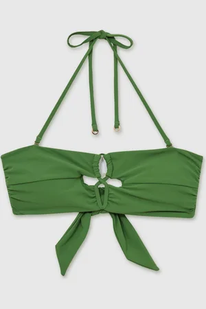 Reiss Green Ari Cut-Out V-Wire Bandeau Bikini Top AU 14