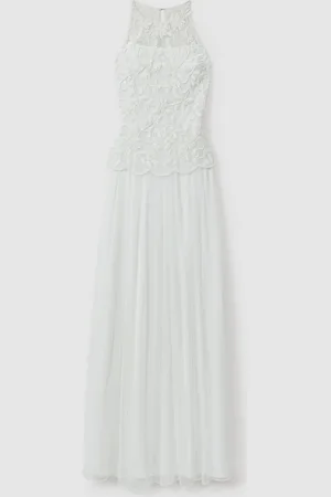 RAISHMA Embellished High Neck Maxi Dress AU 8