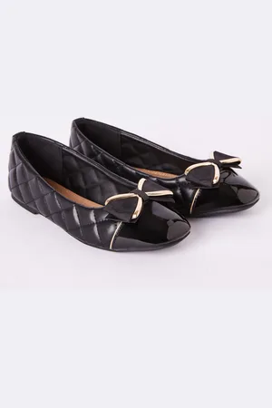 Lipsy London Faux Leather Flat Slip On Quilted Bow Ballerina School Shoes AU 11 (EU 29)