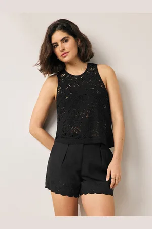 Next Scalloped Hem Embroidered Linen Rich Shorts AU 12 R