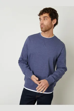 Threadbare Denim Marl Mock Crew Neck Sweatshirt L