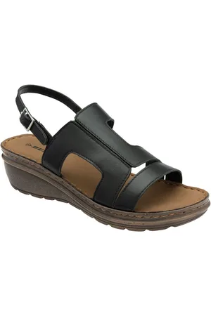 Dunlop Black Leather Wedge Sandals AU 8 (EU 39)
