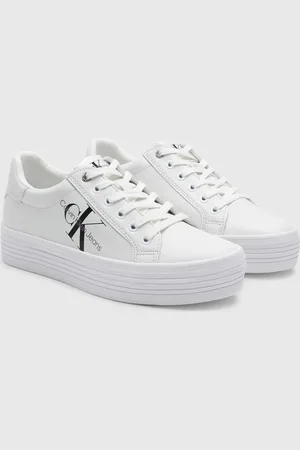 Calvin Klein White Graz Monogram Flatform Trainers AU 8 (EU 39)