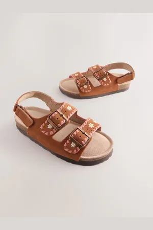 Next Tan Brown Embroidered Standard Fit (F) Touch Fastening Strap Corkbed Sandals AU 4 (EU 37)