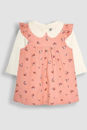 JoJo Maman Bébé Pink Posy Floral Cord Baby Dress And Body Set Upto 3 Months (50