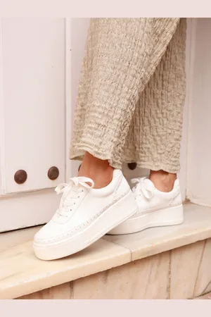 Linzi White Harlem Faux Leather Platform Trainers AU 5 (EU 35)