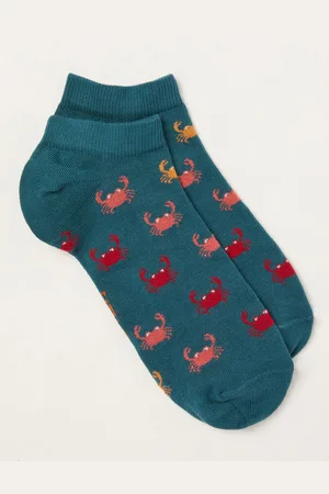 Fat Face FatFace Teal Blue Crab Trainer Socks AU 6.5-9