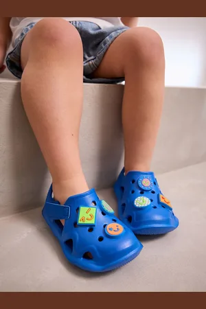 Next Blue Happy Face Moulded Closed Toe Touch Fastening Clogs AU 8 (EU 25.5)