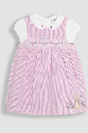 JoJo Maman Bébé Flopsy Bunny Stripe 100% Cotton Dress, Body & Knickers Set 12