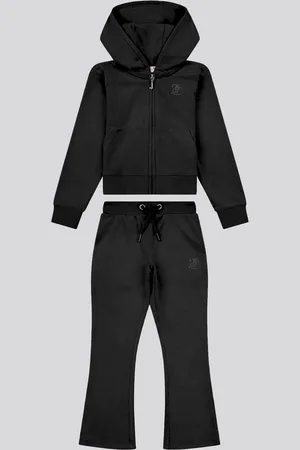 Juicy Couture Black Girls Diamante Zip-Thru Hoodie & Bootcut Joggers Set 3