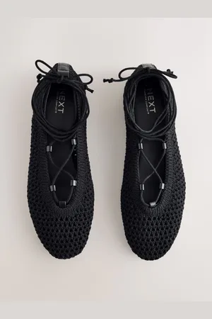 Next Forever Comfort Round Toe Crochet Tie Up Ballerinas AU 8.5 (EU 40)