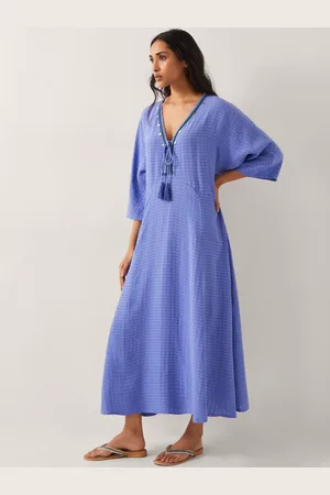 Monsoon Blue Leslie Embellished Maxi Kaftan L