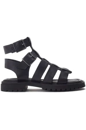 Moda In Pelle Sh Inland Cleated Leather Fisherman Black Sandals AU 7 (EU 38)
