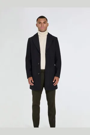 Harry Brown Blue Josh Wool Melton Overcoat 42