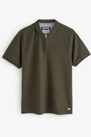 Threadbare Textured Quarter Zip 100% Cotton Polo Shirt xlarge