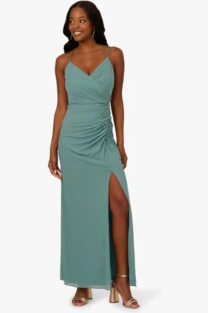Adrianna Papell Stretch Mesh Draped Gown AU 8