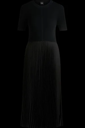 HUGO BOSS Knitted Plisse Pleated Dress L