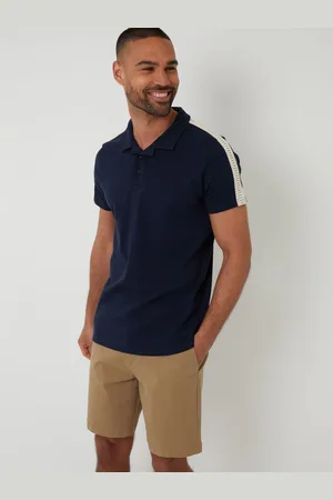 Threadbare Crochet Detail Revere Collar 100% Cotton Polo Shirt large