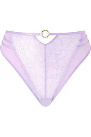 Ann Summers Purple Compelling Floral Mesh High Waist Brazilian Knickers AU 14