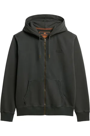 Superdry Washed Black 100% Cotton Essential Logo Washed Zip Hoodie XXL