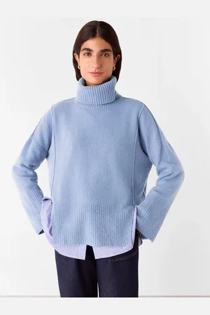 Whistles Blue Wool Mix Roll Neck Knit Jumper XS