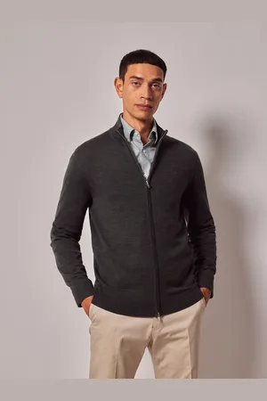 Hawes & Curtis Green Zip Up Merino Jumper XXL