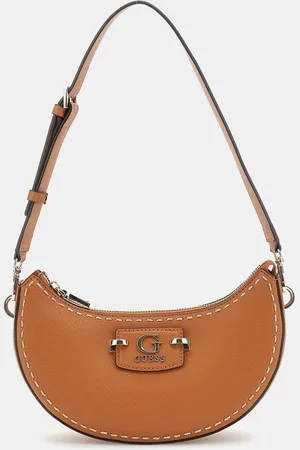 Guess Nastra Top Zip Tan Brown Shoulder Bag One