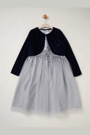 MISS Sequin Waterfall Dress With Faux Fur Bolero Outfit Set 3