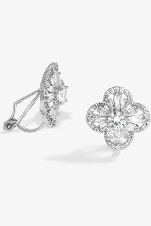 Jon Richard Silver Tone Rhodium Plated Clover Clip Earrings One
