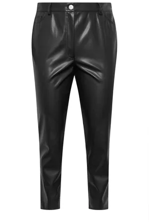 Evans PU Straight Leg Black Trousers 20 L29