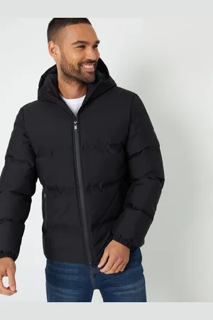 Threadbare Black Black Showerproof Hooded Puffer Coat S