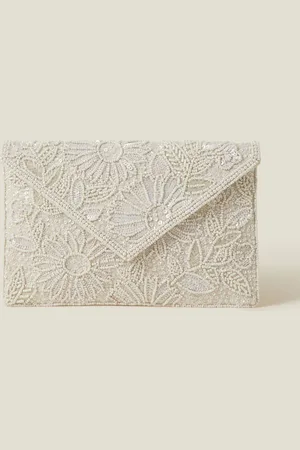 Accessorize White Bridal Embellished Clutch Bag One