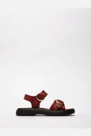 Fly London Red Bunk Two Strap Buckle Sandals AU 7 (EU 38)