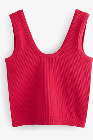 Next Red Ribbed Seamless Vest Top M-L