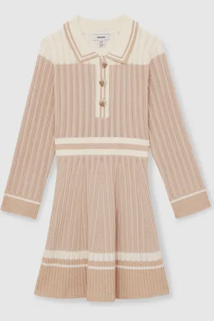Reiss Colette 9-13 yrs Rib-Knit Pointelle Flared Dress 12