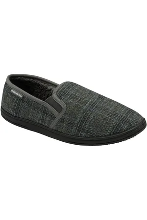 Dunlop Grey Mens Twin Gusset Full Slippers AU 7 (EU 41)