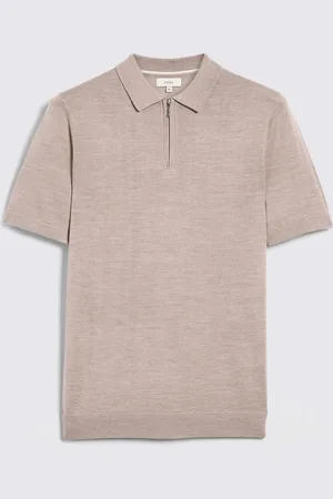 Moss Light Merino Quarter Zip Polo Shirt L