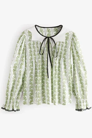 Cath Kidston Green Rose Pearl 100% Cotton Blouse AU 24