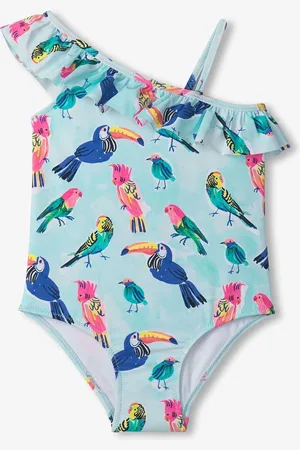 Hatley Blue Tropical Birds Ruffle Trim Swimsuit 2 Years (92cm)
