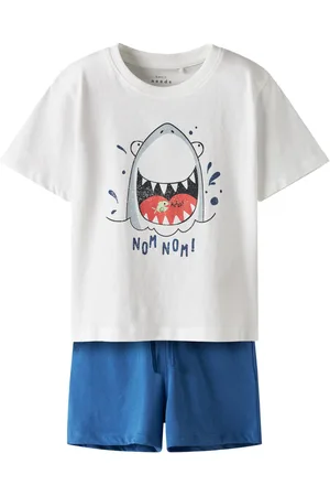 NAME IT White 100% Cotton Shark Graphic T-Shirt & Shorts Set 5 Years (110cm)