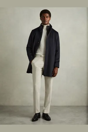 Reiss Navy Bhule Wool-Blend Hybrid Coat XS