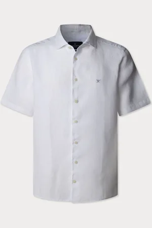 Hackett Garment Dye Linen Short Sleeve Shirt S