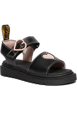 Dr. Martens Black Junior Marlowe Hearts Glitter Sandals AU 2 (EU 34)
